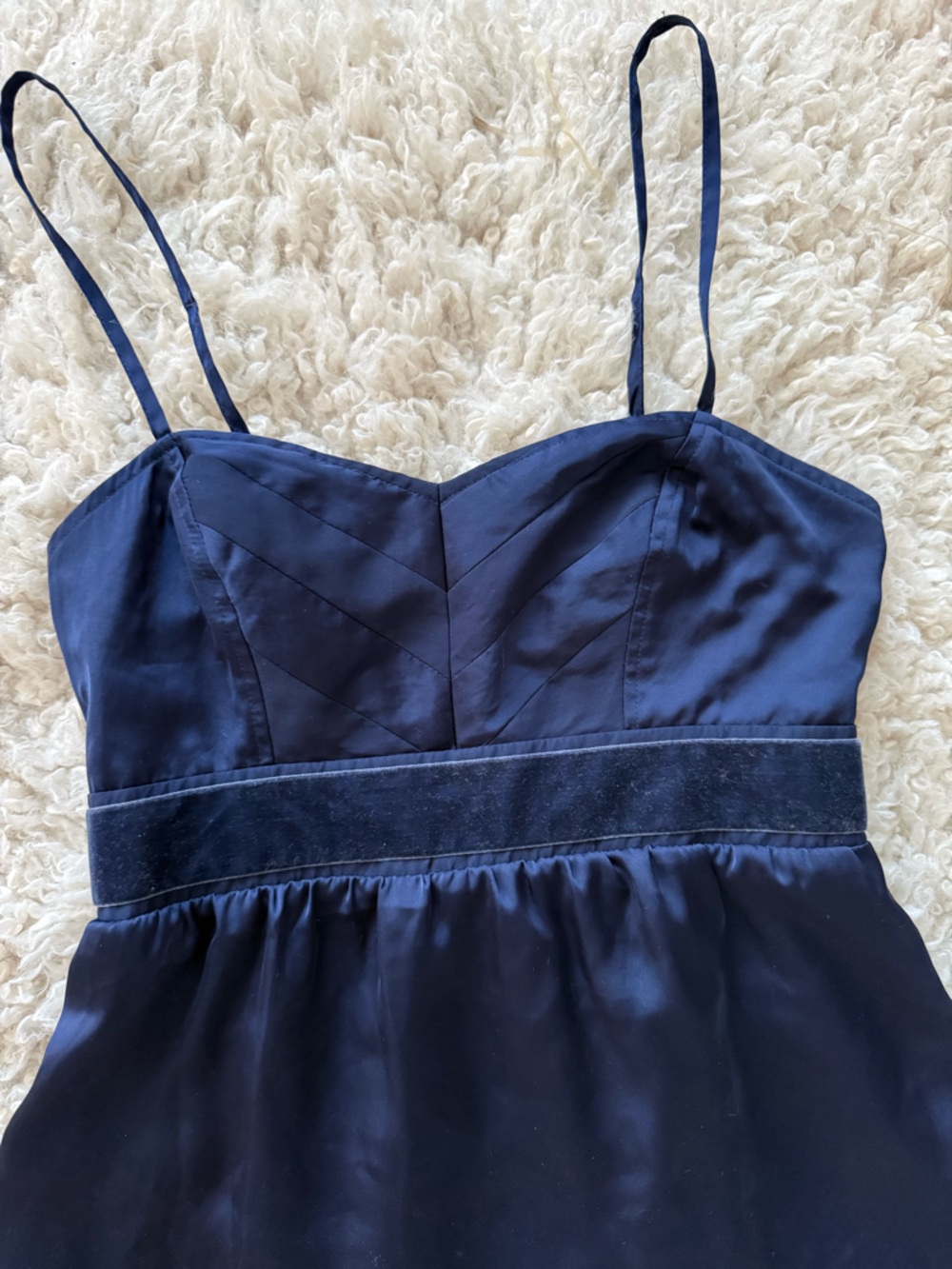 American Eagle Outfitters Navy Satin Spaghetti Strap Mini Dress - Picture 5 of 10